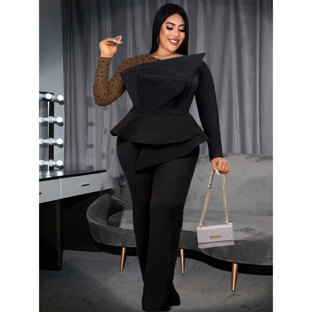 VIDA elegant black simple straight pants jumpsuit